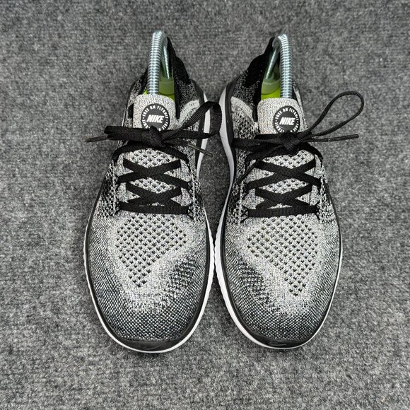 Nike Free Run Flyknit 2018 Running Shoes Women's Size 8 Black White Athletic - Picture 3 of 12